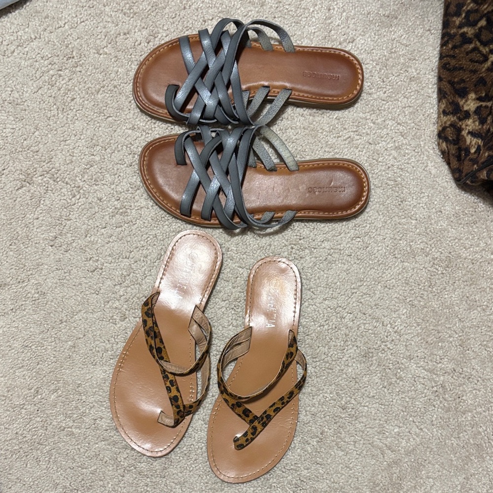 Maurices Gray and Leopard Print Women's Sandals